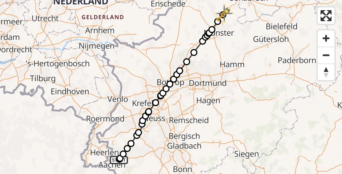 Flugroute Ambulanzhubschrauber Aachen-Merzbrück Flughafen - Christoph  Westfalen-ADAC, 28 April 2026, 20:39