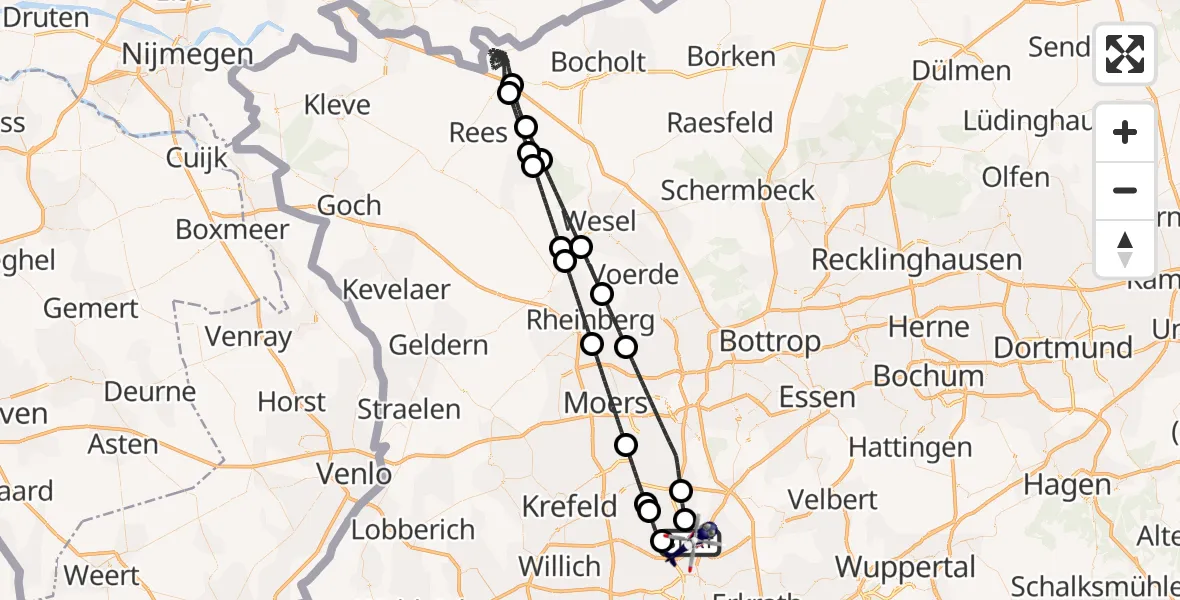 Flugroute Polizeihubschrauber Düsseldorf Flughafen - Düsseldorf Flughafen, 28 April 2026, 23:31
