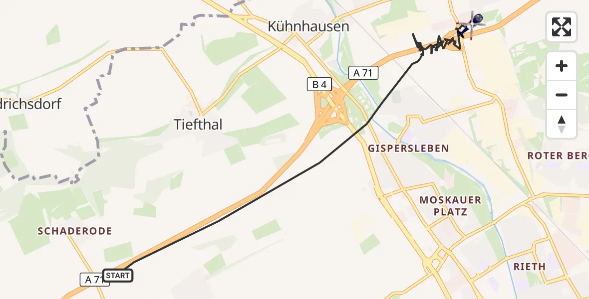 Flugroute Polizeihubschrauber Erfurt - Erfurt, 29 April 2026, 01:01