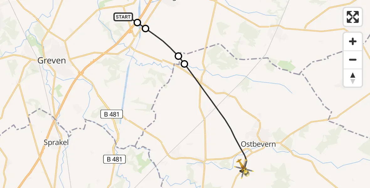 Flugroute Ambulanzhubschrauber Christoph  Westfalen-ADAC - Ostbevern, 29 April 2026, 05:51