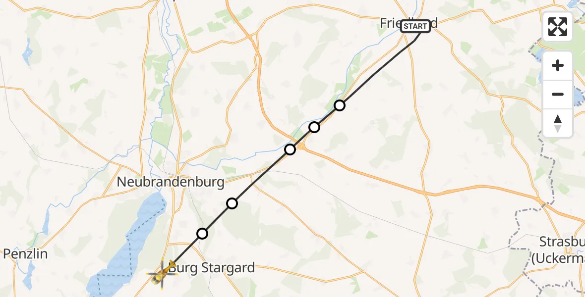 Flugroute Rettungshubschrauber Friedland - Holldorf, 29 April 2026, 06:25