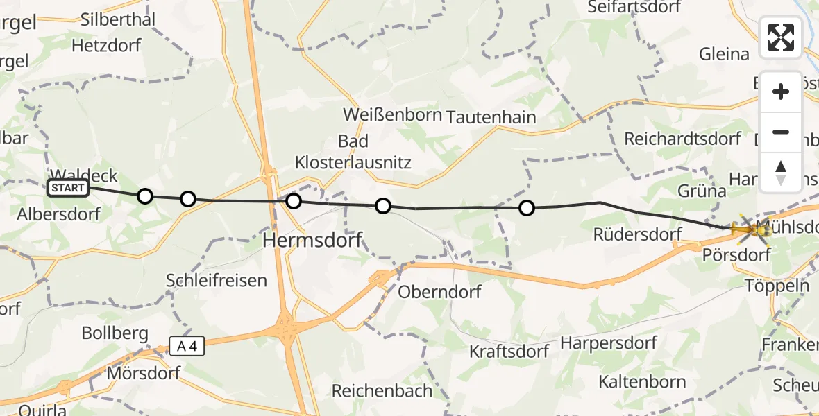 Flugroute Rettungshubschrauber Waldeck - Kraftsdorf, 29 April 2026, 06:32