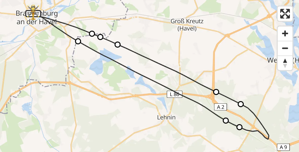 Flugroute Rettungshubschrauber Brandenburg an der Havel - Brandenburg an der Havel, 29 April 2026, 07:11