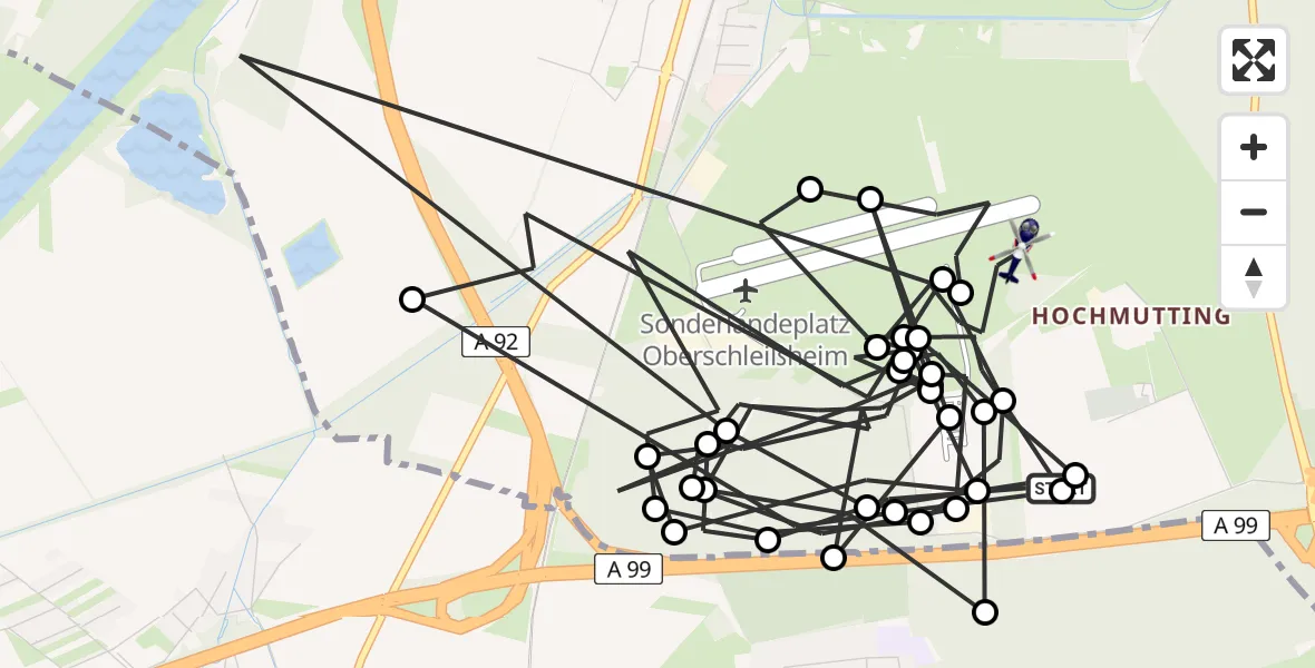 Flugroute Polizeihubschrauber Oberschleißheim - Oberschleissheim Hubschrauberlandeplatz, 29 April 2026, 07:12