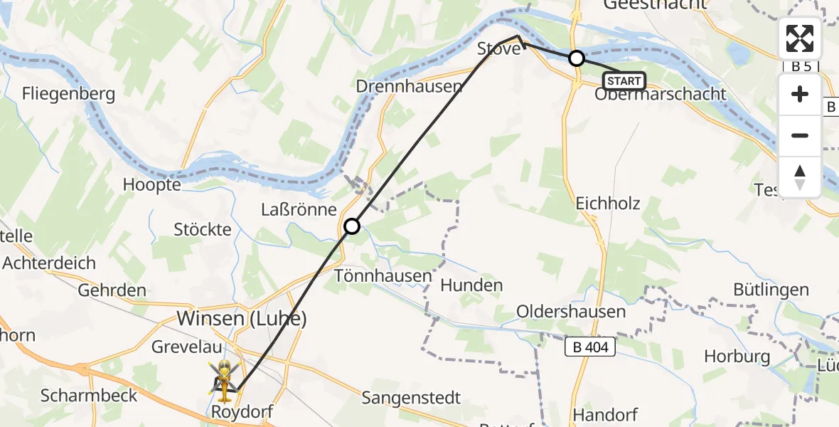 Flugroute Ambulanzhubschrauber Marschacht - Winsen (Luhe), 29 April 2026, 07:21