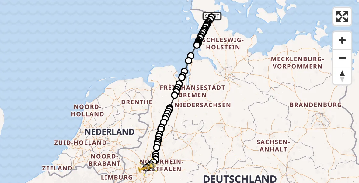 Flugroute Rettungshubschrauber Flensburg - Alfried Krupp Hospital, 29 April 2026, 07:23