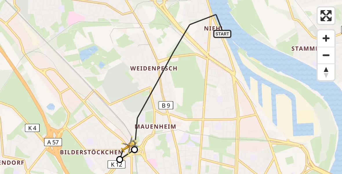 Flugroute Rettungshubschrauber Köln - Köln, 29 April 2026, 07:28