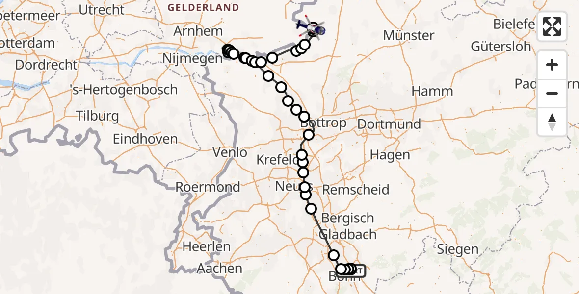 Flugroute Polizeihubschrauber Sankt Augustin - Vreden, 29 April 2026, 07:32