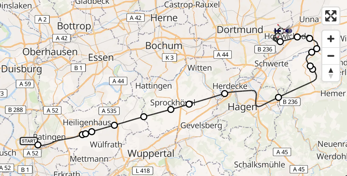 Flugroute Polizeihubschrauber Düsseldorf Flughafen - Dortmund Flughafen, 29 April 2026, 07:38