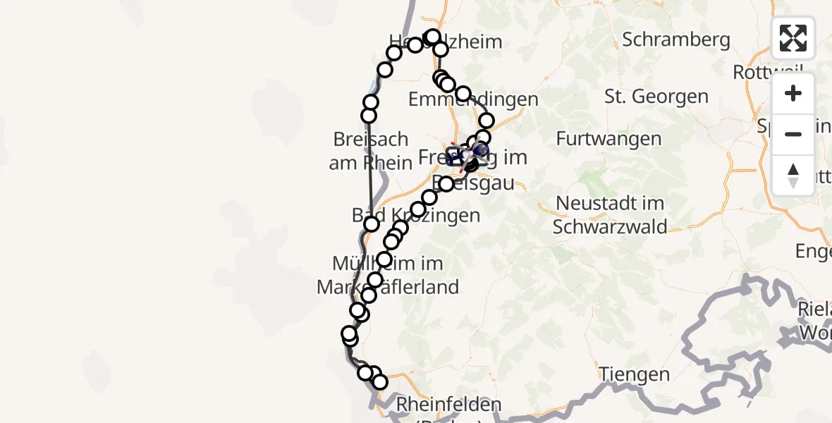 Flugroute Polizeihubschrauber Freiburg im Breisgau Flugplatz - Freiburg im Breisgau Flugplatz, 29 April 2026, 07:39