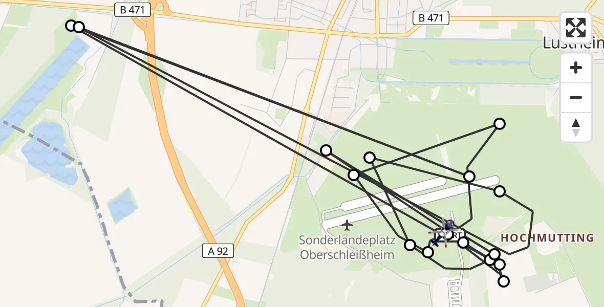 Flugroute Polizeihubschrauber Oberschleissheim Hubschrauberlandeplatz - Oberschleissheim Hubschrauberlandeplatz, 29 April 2026, 07:47
