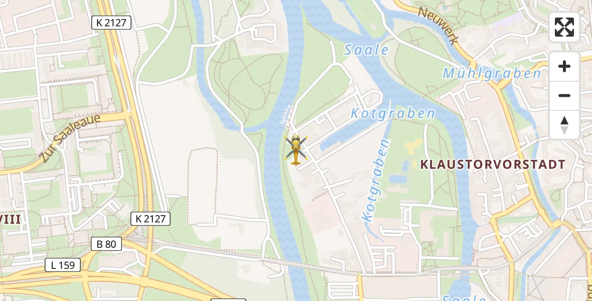 Flugroute Rettungshubschrauber Halle (Saale) - Halle (Saale), 29 April 2026, 07:48