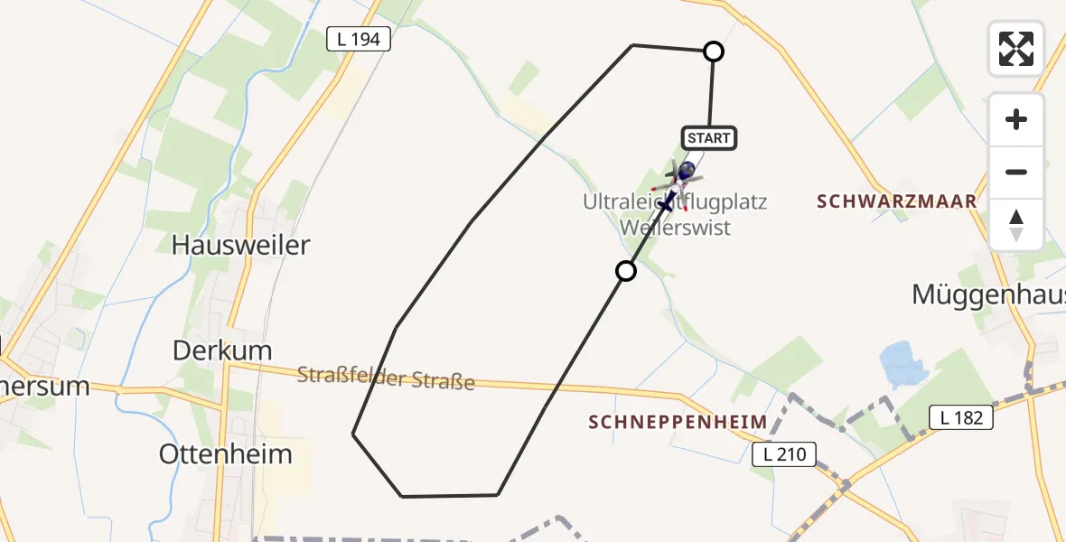 Flugroute Polizeihubschrauber Weilerswist UL - Weilerswist UL, 29 April 2026, 07:55