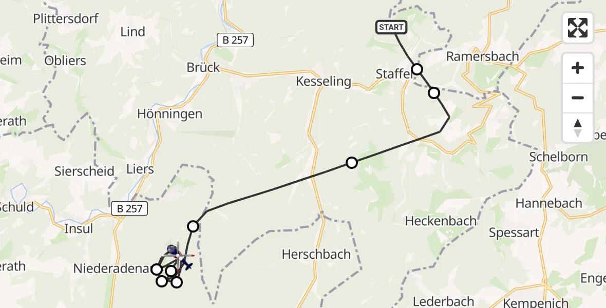 Flugroute Polizeihubschrauber Kesseling - Dümpelfeld, 29 April 2026, 07:58