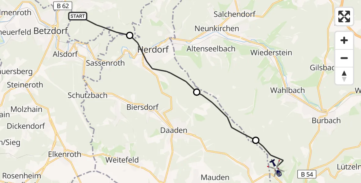 Flugroute Polizeihubschrauber Kirchen (Sieg) - Burbach, 29 April 2026, 08:34