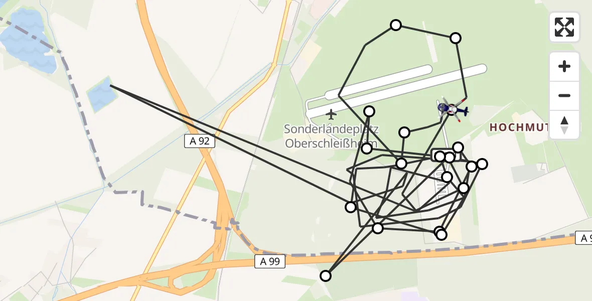 Flugroute Polizeihubschrauber Oberschleissheim Hubschrauberlandeplatz - Oberschleissheim Hubschrauberlandeplatz, 29 April 2026, 08:43