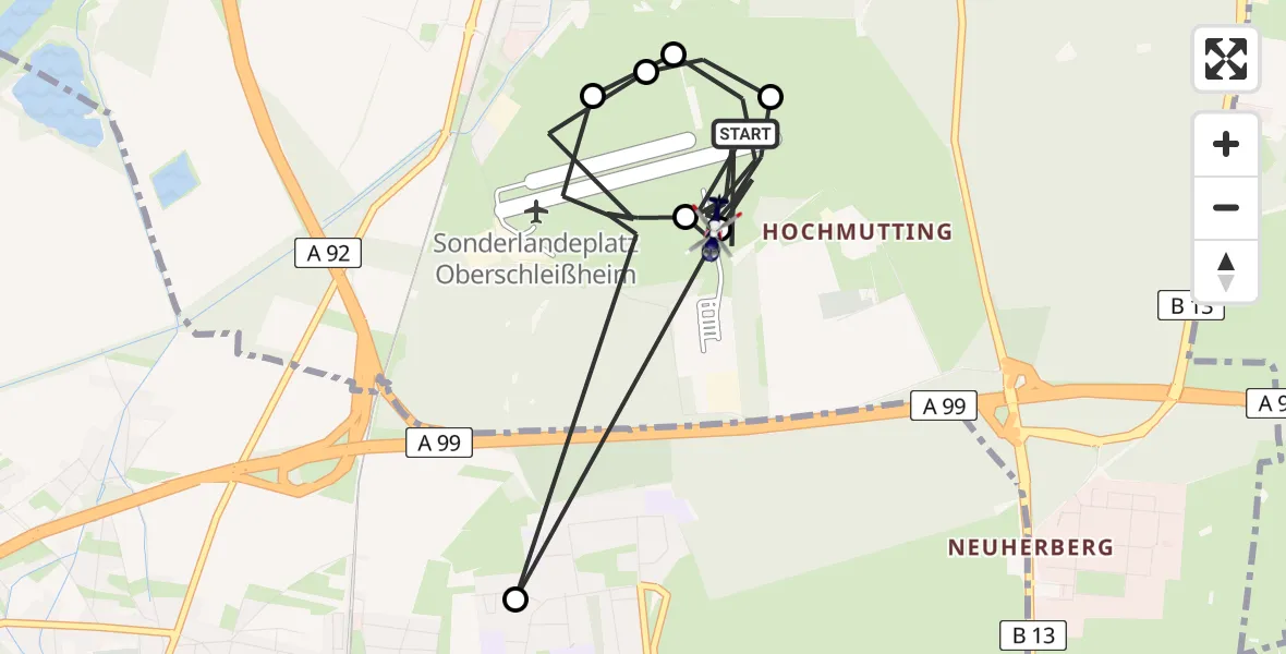 Flugroute Polizeihubschrauber Oberschleissheim Hubschrauberlandeplatz - Oberschleissheim Hubschrauberlandeplatz, 29 April 2026, 09:13