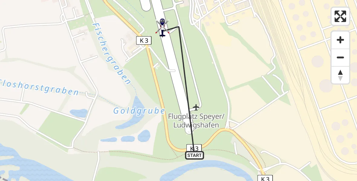 Flugroute Polizeihubschrauber Speyer - Speyer, 29 April 2026, 09:28