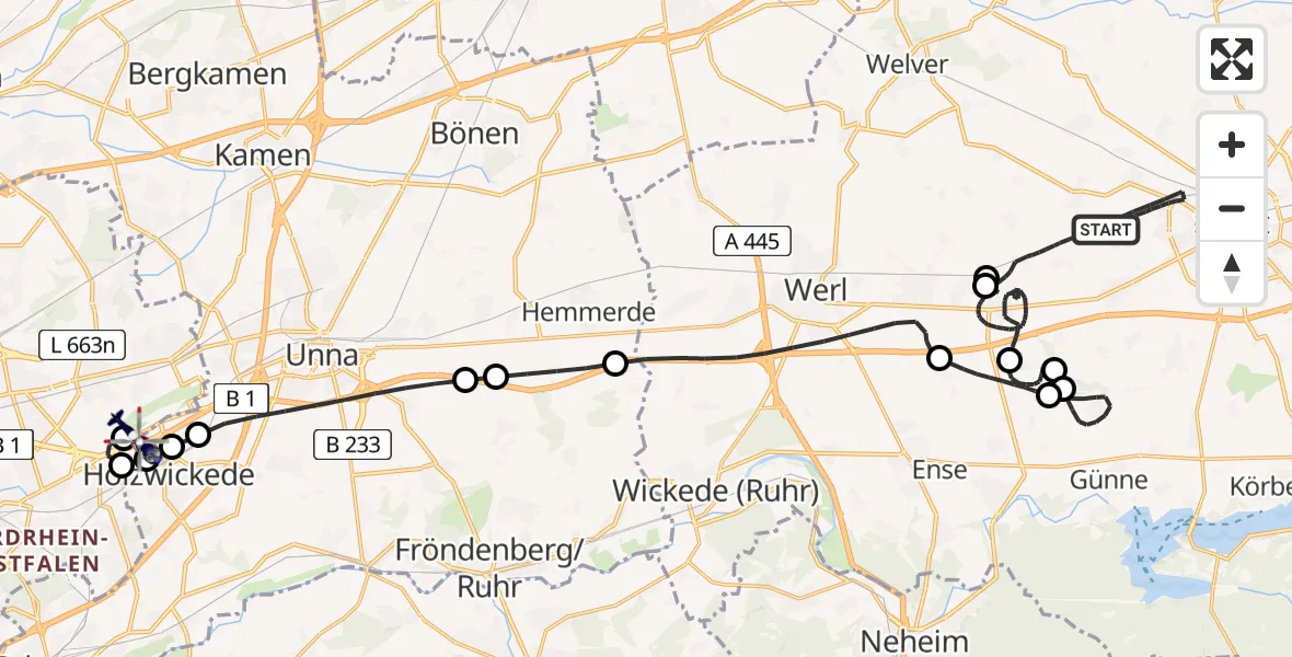 Flugroute Polizeihubschrauber Soest - Dortmund Flughafen, 29 April 2026, 10:34