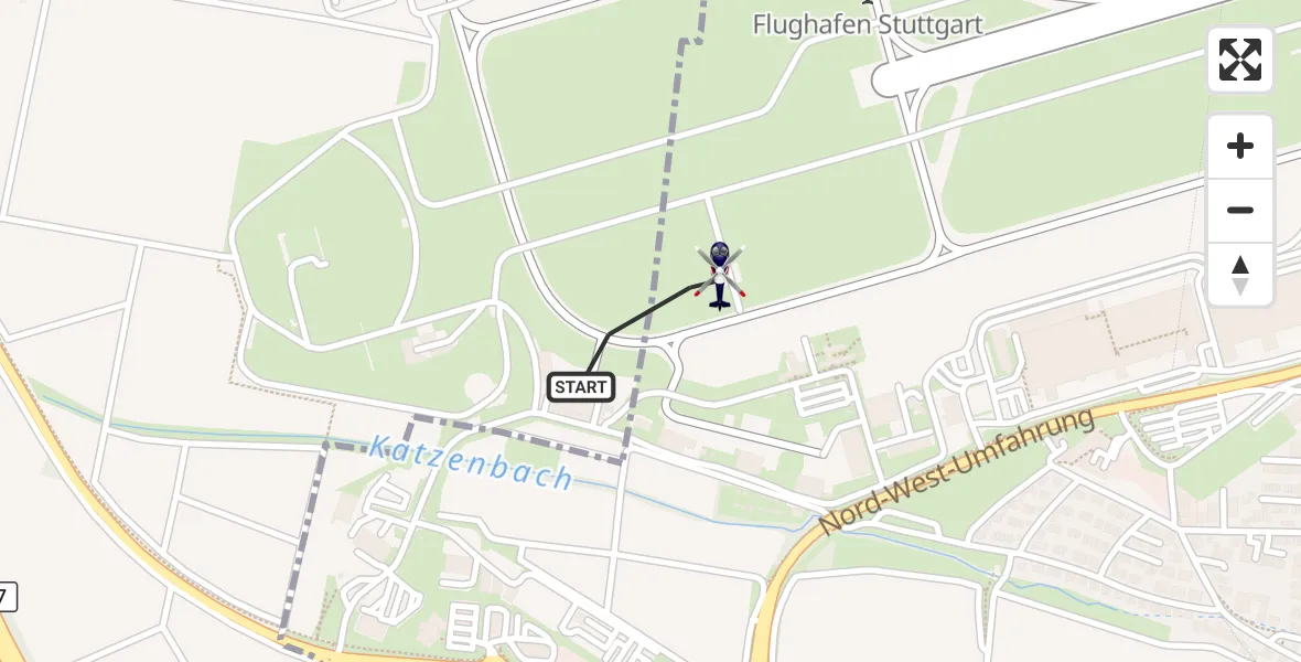 Flugroute Polizeihubschrauber Flughafen Stuttgart - Flughafen Stuttgart, 29 April 2026, 10:45