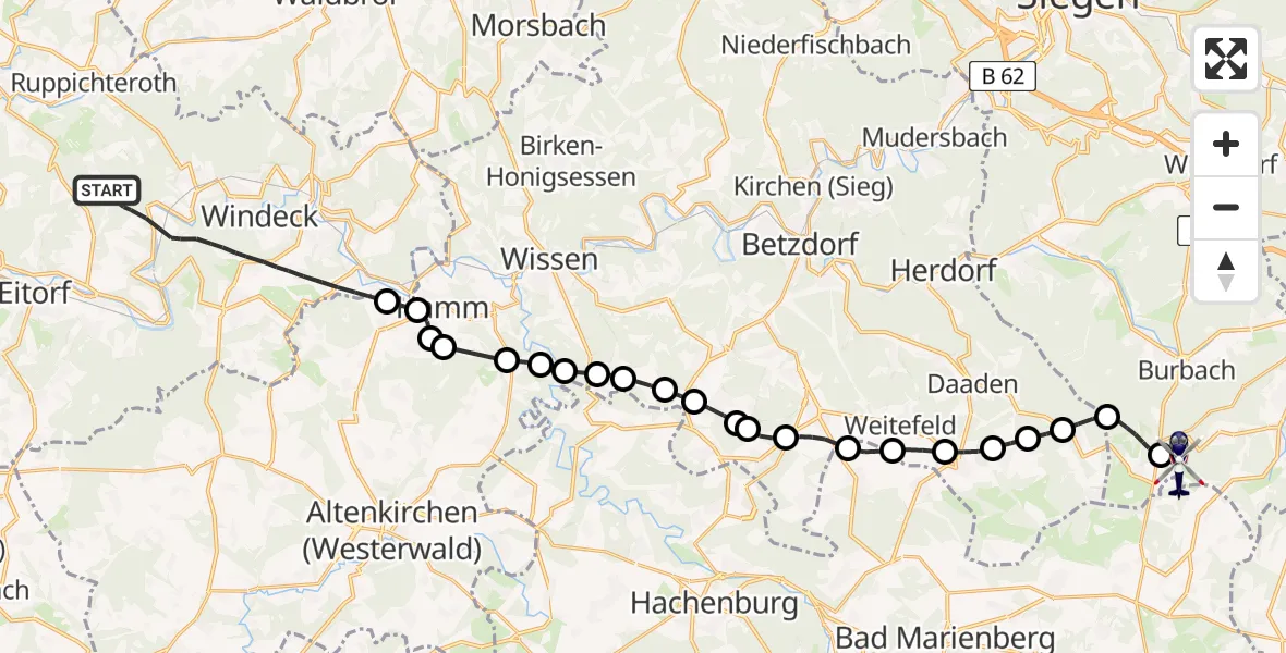 Flugroute Polizeihubschrauber Windeck - Siegerland Flughafen, 29 April 2026, 11:49