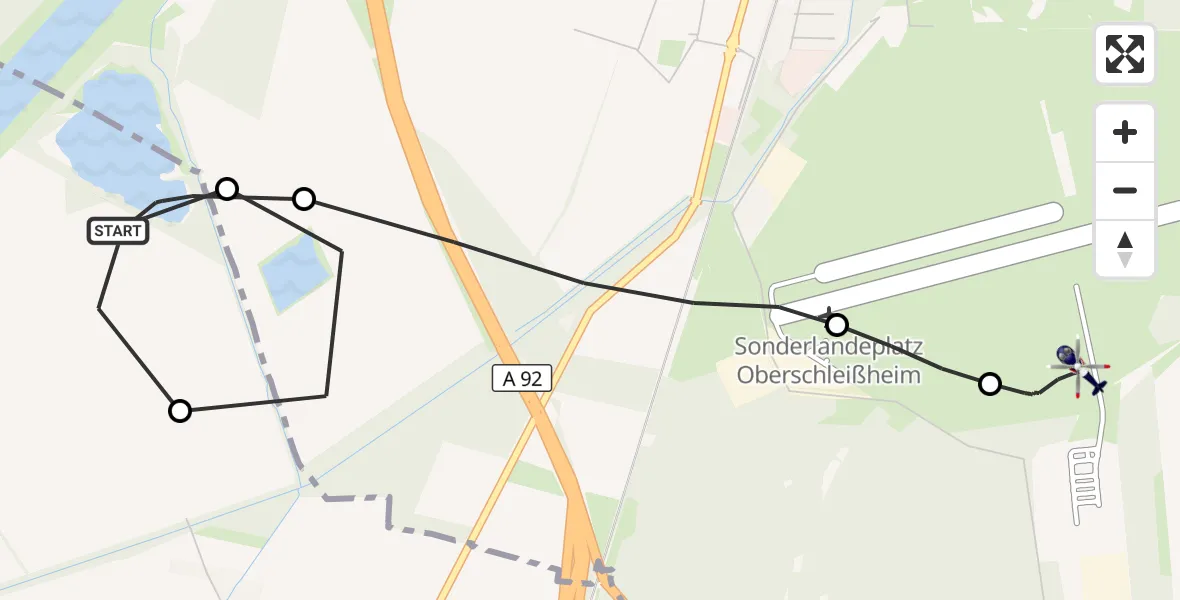 Flugroute Polizeihubschrauber München - Oberschleissheim Hubschrauberlandeplatz, 29 April 2026, 11:50