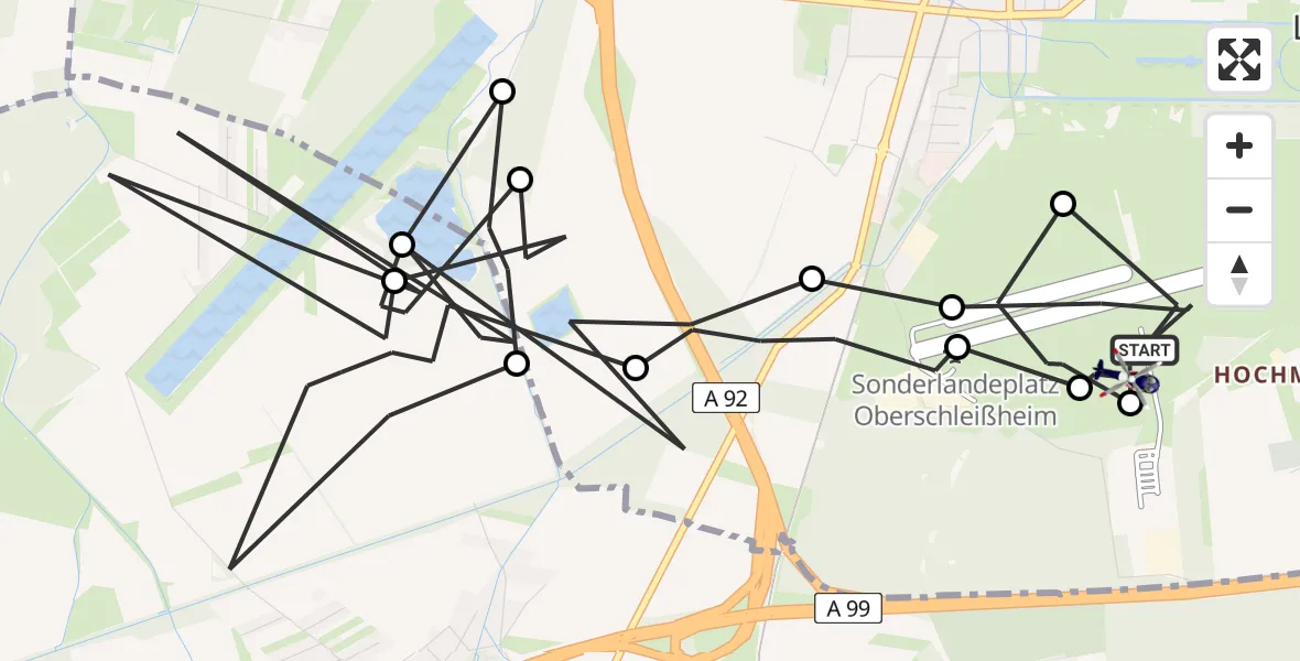 Flugroute Polizeihubschrauber Oberschleissheim Hubschrauberlandeplatz - Oberschleissheim Hubschrauberlandeplatz, 29 April 2026, 11:51