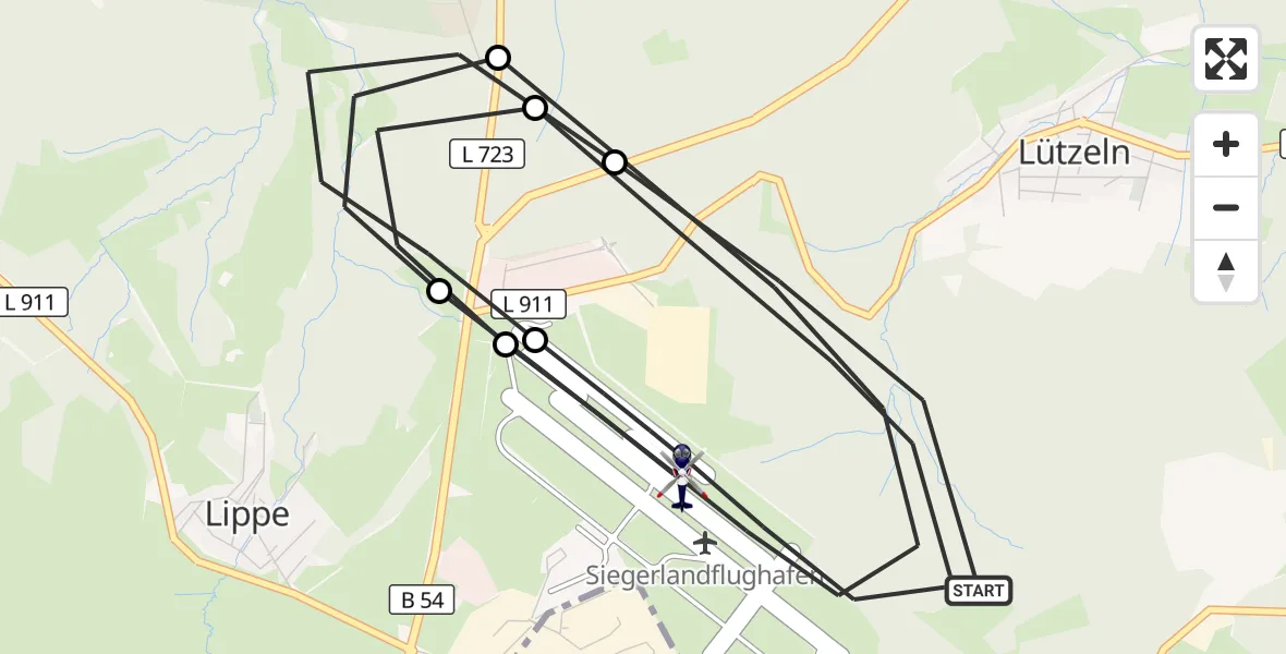 Flugroute Polizeihubschrauber Siegerland Flughafen - Siegerland Flughafen, 29 April 2026, 12:17