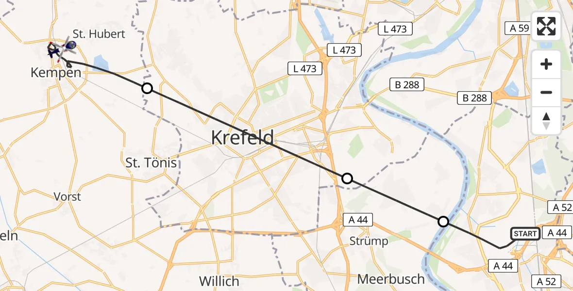Flugroute Polizeihubschrauber Düsseldorf Flughafen - Kempen, 29 April 2026, 12:19
