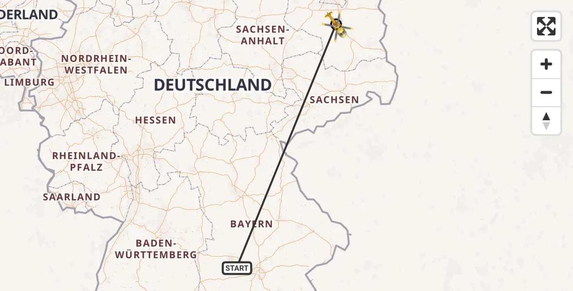 Flugroute Rettungshubschrauber Merching - Baruth/Mark, 29 April 2026, 12:29