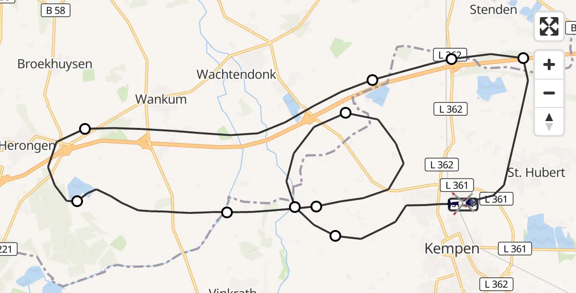Flugroute Polizeihubschrauber Kempen - Kempen, 29 April 2026, 12:39