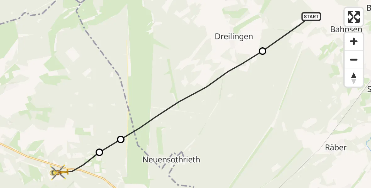 Flugroute Rettungshubschrauber Suderburg - Faßberg, 29 April 2026, 12:45