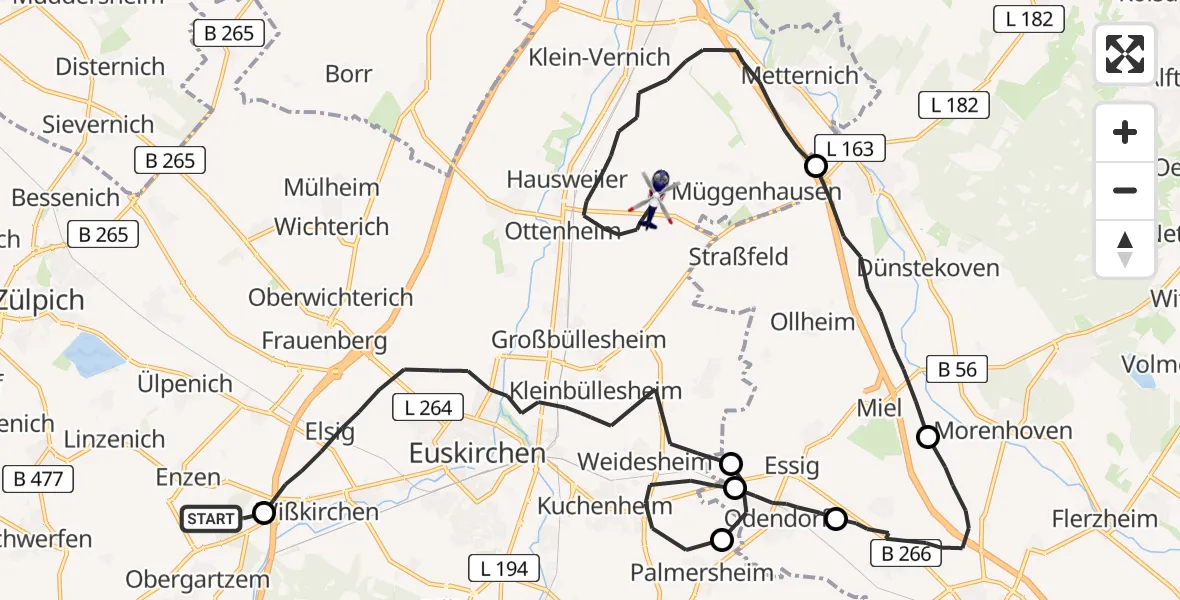 Flugroute Polizeihubschrauber Zülpich - Weilerswist, 29 April 2026, 12:46