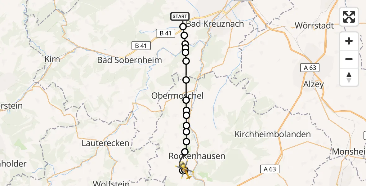 Flugroute Rettungshubschrauber Mandel - Imsweiler UL, 29 April 2026, 12:52