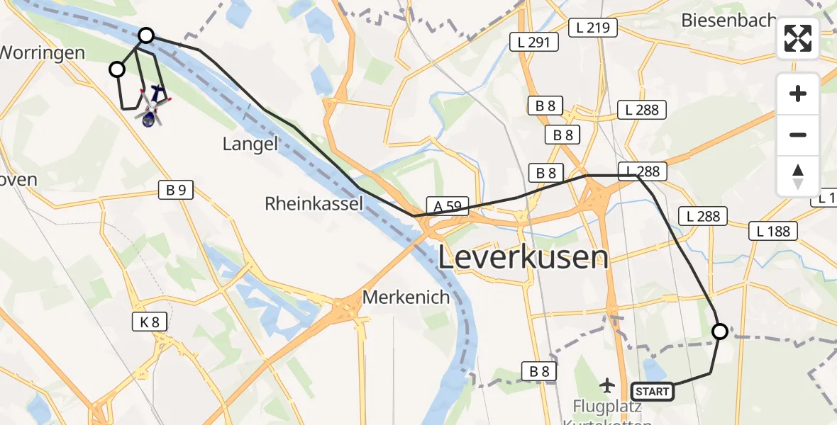 Flugroute Polizeihubschrauber Köln - Köln, 29 April 2026, 12:52