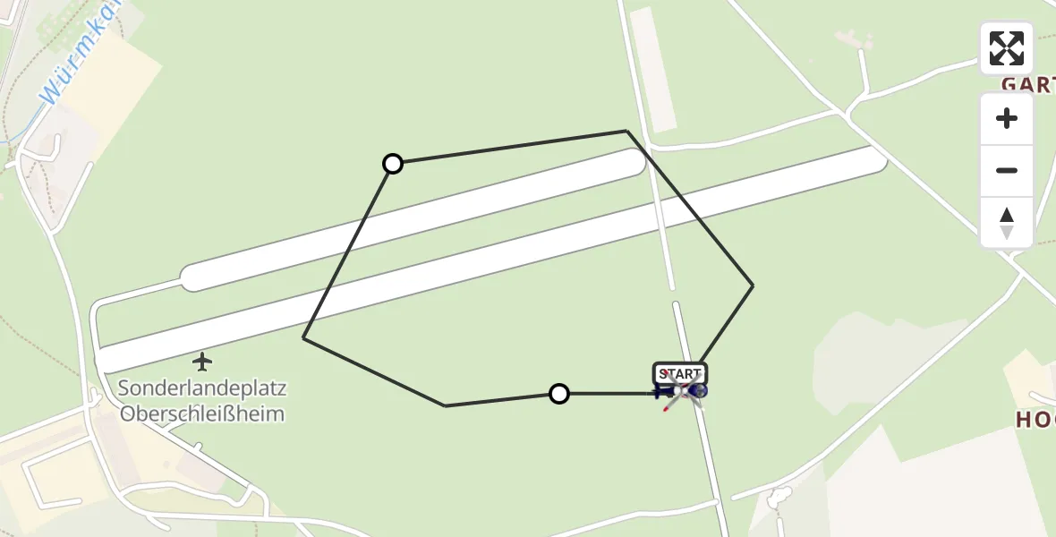 Flugroute Polizeihubschrauber Oberschleissheim Hubschrauberlandeplatz - Oberschleissheim Hubschrauberlandeplatz, 29 April 2026, 12:55