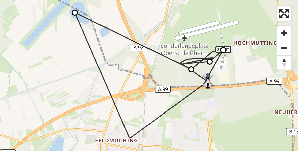 Flugroute Polizeihubschrauber Oberschleissheim Hubschrauberlandeplatz - München, 29 April 2026, 12:56