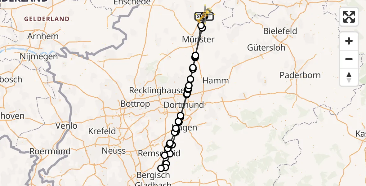 Flugroute Ambulanzhubschrauber Christoph  Westfalen-ADAC - Christoph  Westfalen-ADAC, 29 April 2026, 12:59