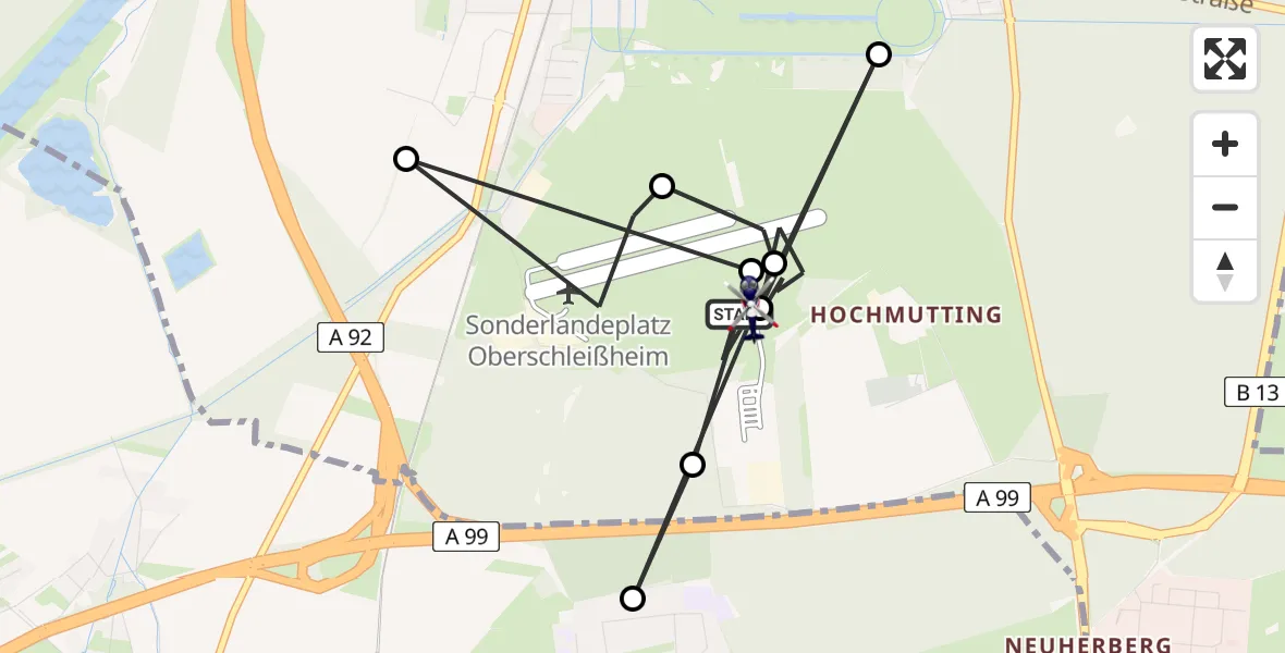 Flugroute Polizeihubschrauber Oberschleissheim Hubschrauberlandeplatz - Oberschleissheim Hubschrauberlandeplatz, 29 April 2026, 13:19