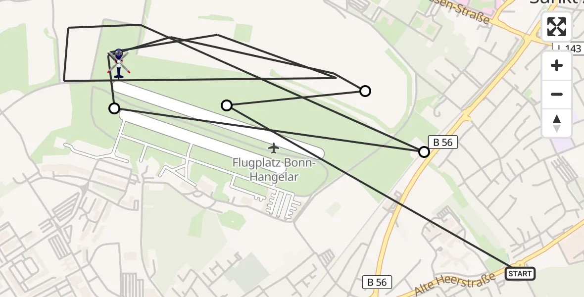 Flugroute Polizeihubschrauber Sankt Augustin - Sankt Augustin, 29 April 2026, 13:29