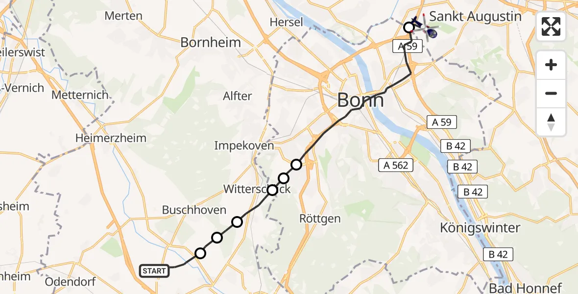 Flugroute Polizeihubschrauber Rheinbach - Sankt Augustin, 29 April 2026, 13:33
