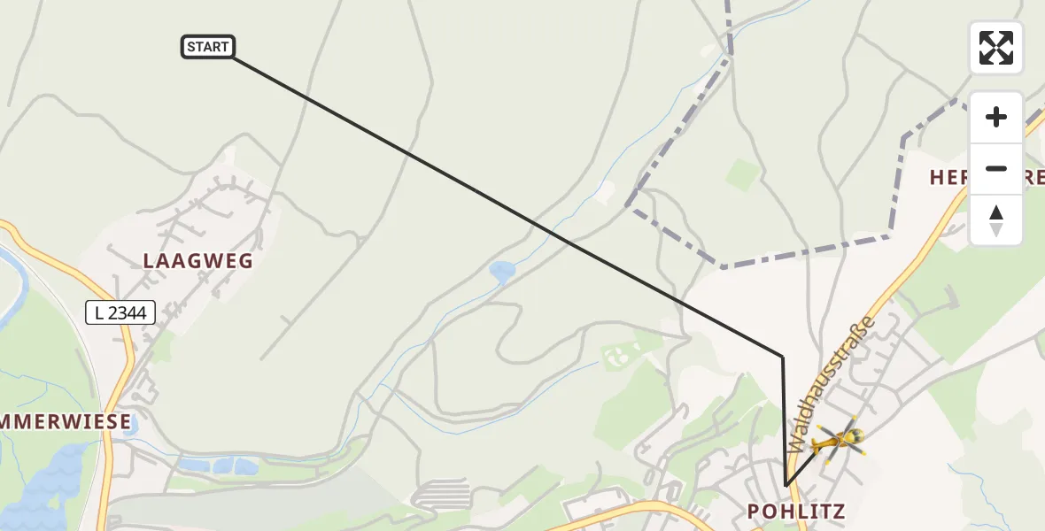 Flugroute Rettungshubschrauber Greiz - Greiz, 29 April 2026, 14:23