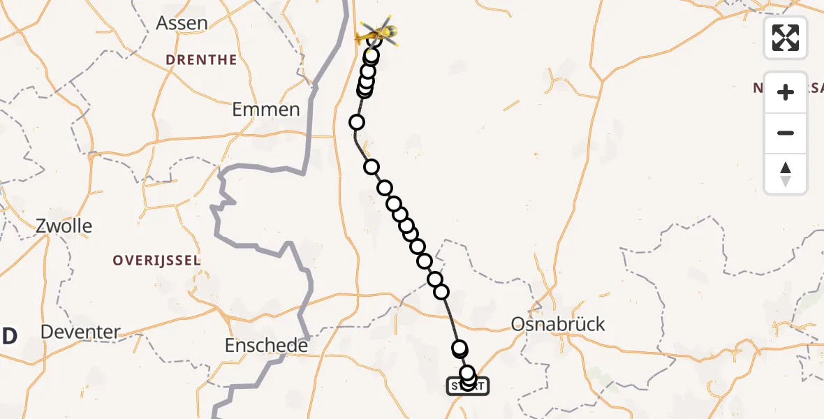 Flugroute Ambulanzhubschrauber Christoph  Westfalen-ADAC - Dörpen, 29 April 2026, 14:26