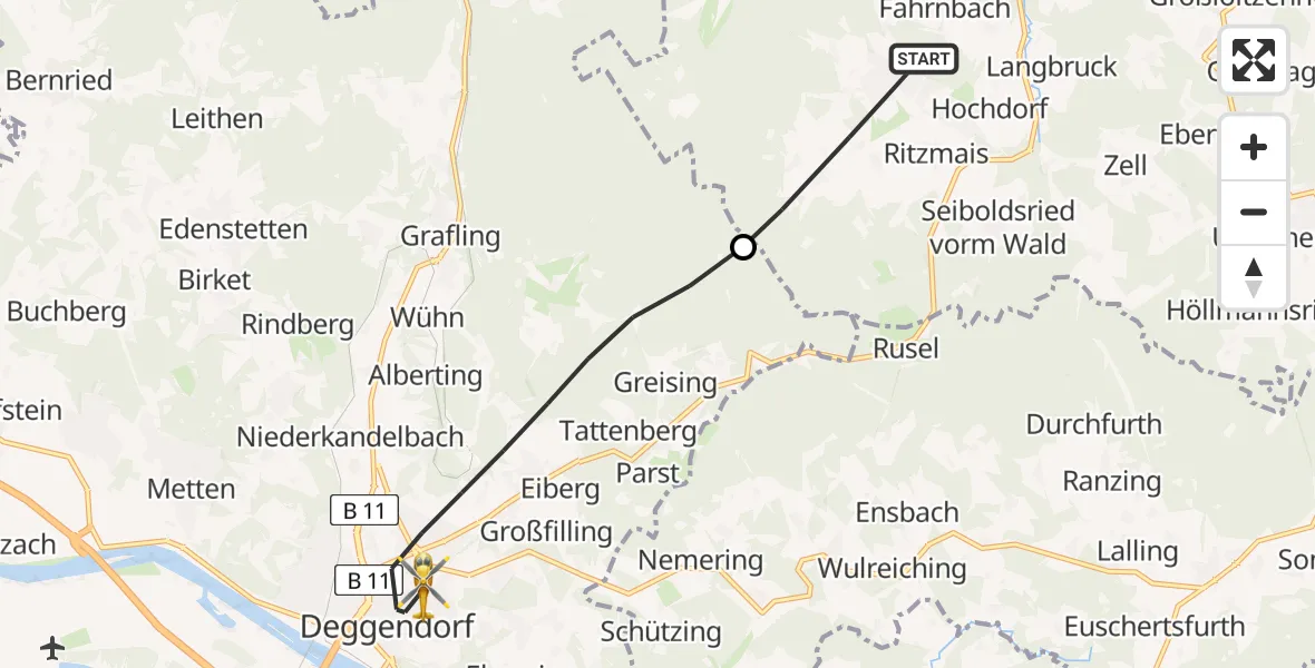Flugroute Rettungshubschrauber Bischofsmais - Deggendorf, 29 April 2026, 15:31