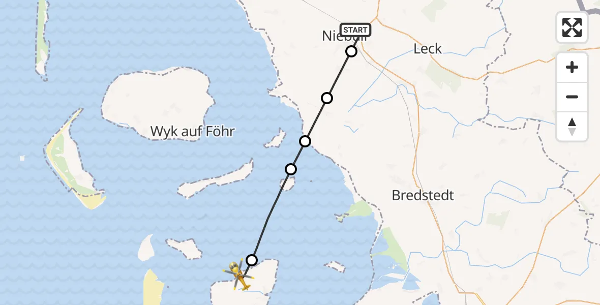 Flugroute Rettungshubschrauber Niebüll - Pellworm, 29 April 2026, 15:46