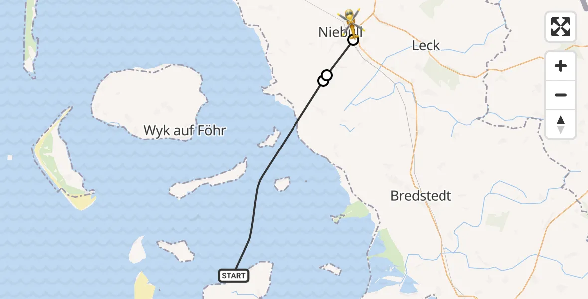 Flugroute Rettungshubschrauber Pellworm - Niebüll, 29 April 2026, 16:17