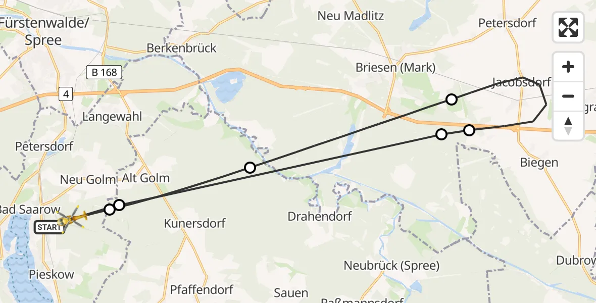 Flugroute Rettungshubschrauber Bad Saarow - Bad Saarow, 29 April 2026, 16:20