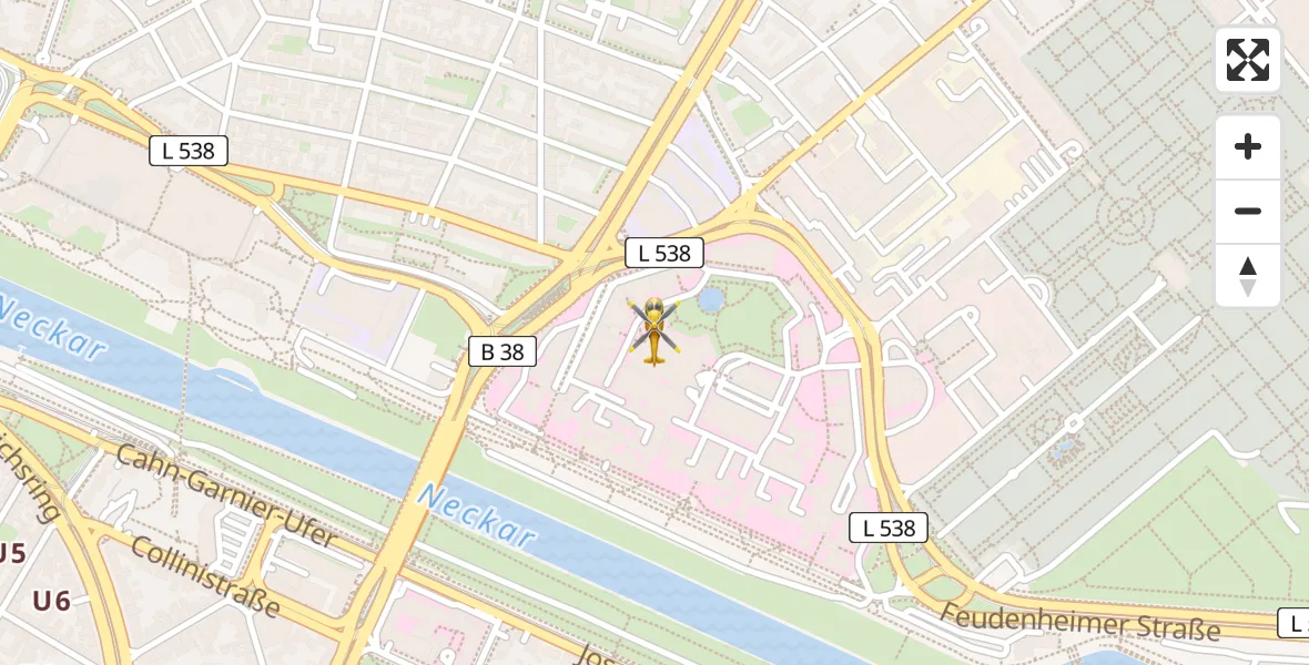Flugroute Rettungshubschrauber Mannheim - Mannheim, 29 April 2026, 17:19