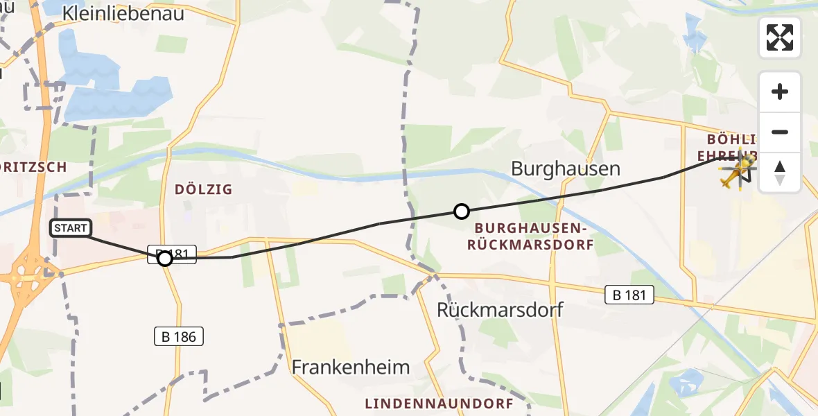 Flugroute Rettungshubschrauber ADAC Air Rescue Station Leipzig/Schkeuditz-Dölzig Hubschrauberlandeplatz (Christoph 61) - Leipzig, 29 April 2026, 18:17