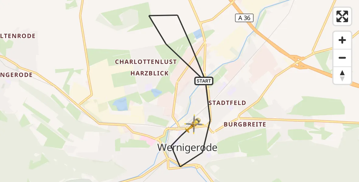 Flugroute Rettungshubschrauber Wernigerode - Wernigerode, 29 April 2026, 18:49